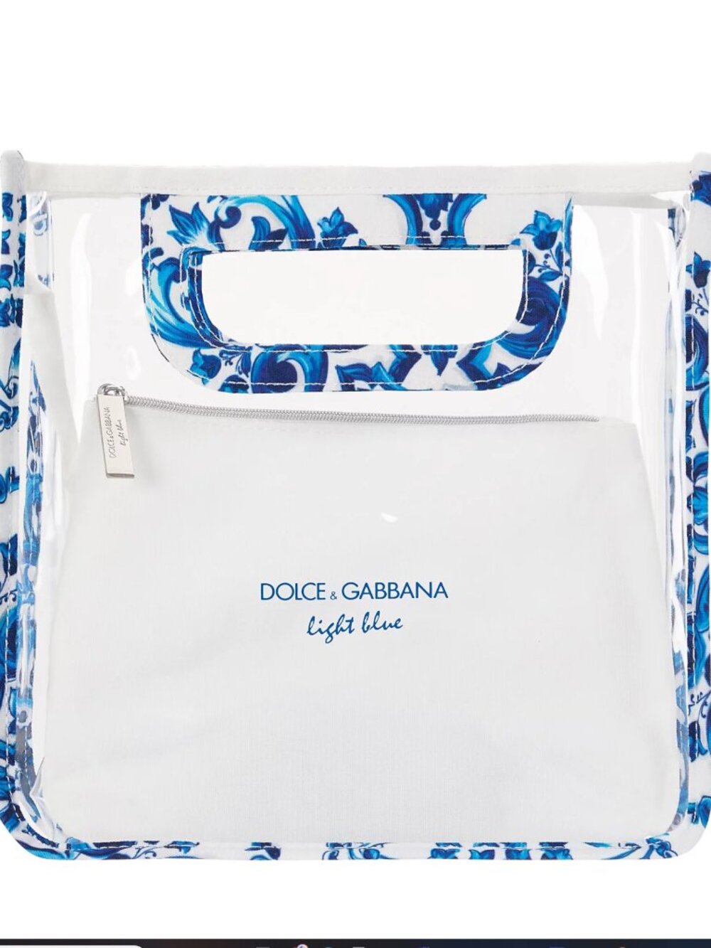 Dolce & Gabbana Light Blue clear small beach bag w/inner pouch NEW